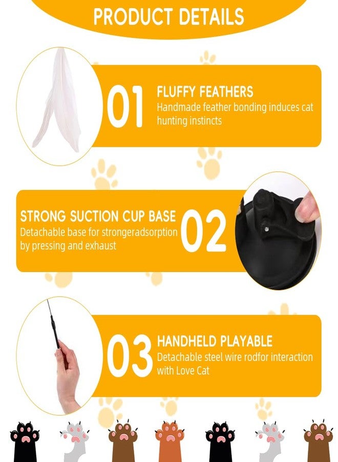 Qpets® Cat Toys, Cat Teaser Wand with Suction Cup Design, Hands-Free Interactive Self-Play Fun for Boredom & Exercise Pet Teaser Toy with Feather Teaser Toy (White) - Image 3